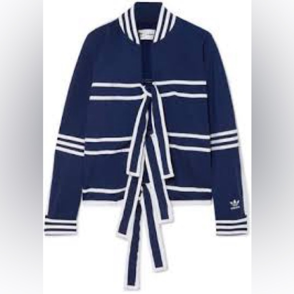 RARE Adidas x Ji Won Choi Blue and White Tie Front Top - Picture 4 of 11